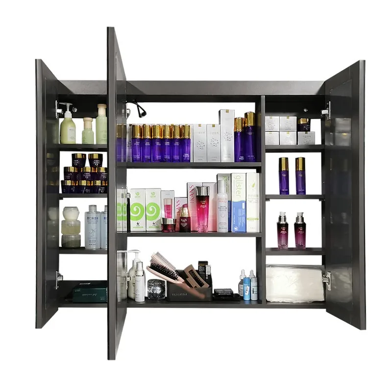 Solid wood intelligent defogging bathroom mirror cabinet wall-mounted separate bathroom with light beauty storage cabinet
