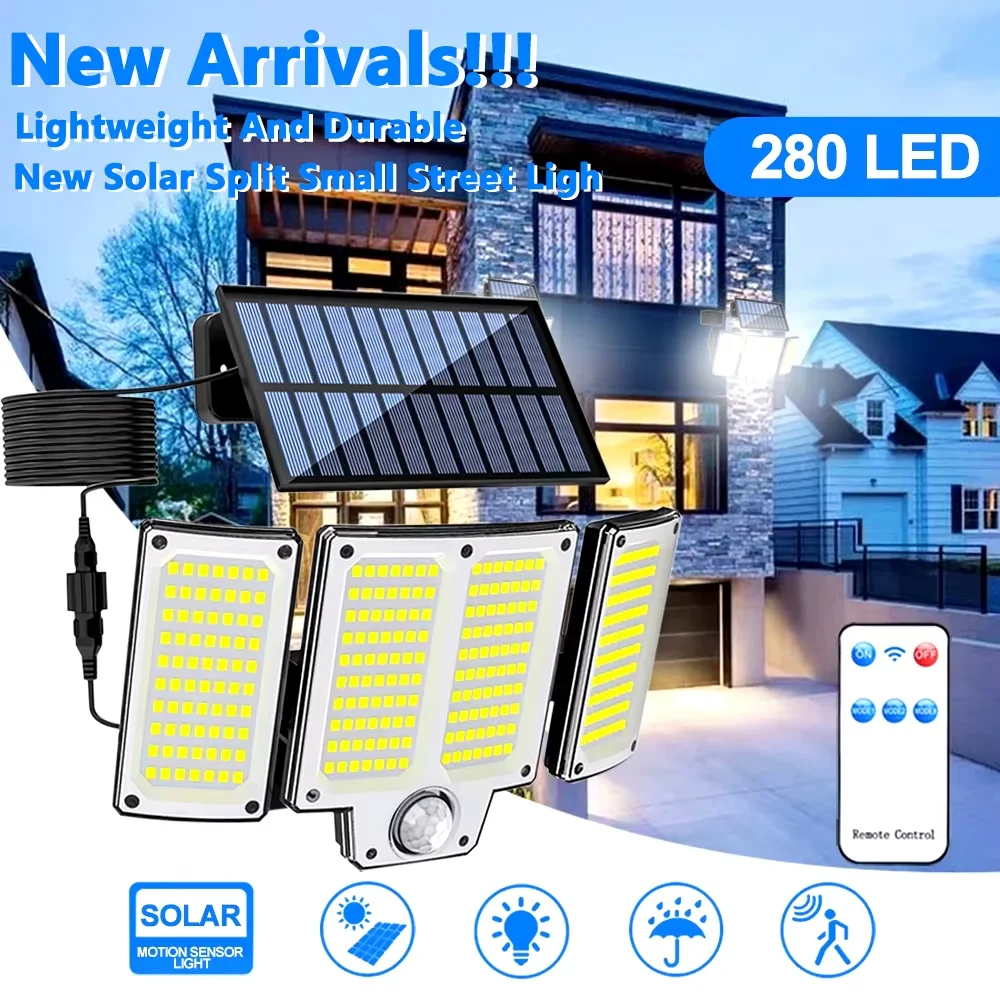 

LED Solar Wall Light with Outdoor Motion Sensor Solar Flood Street Lamp with Adjustable Lighting Head for Street Garden Garage