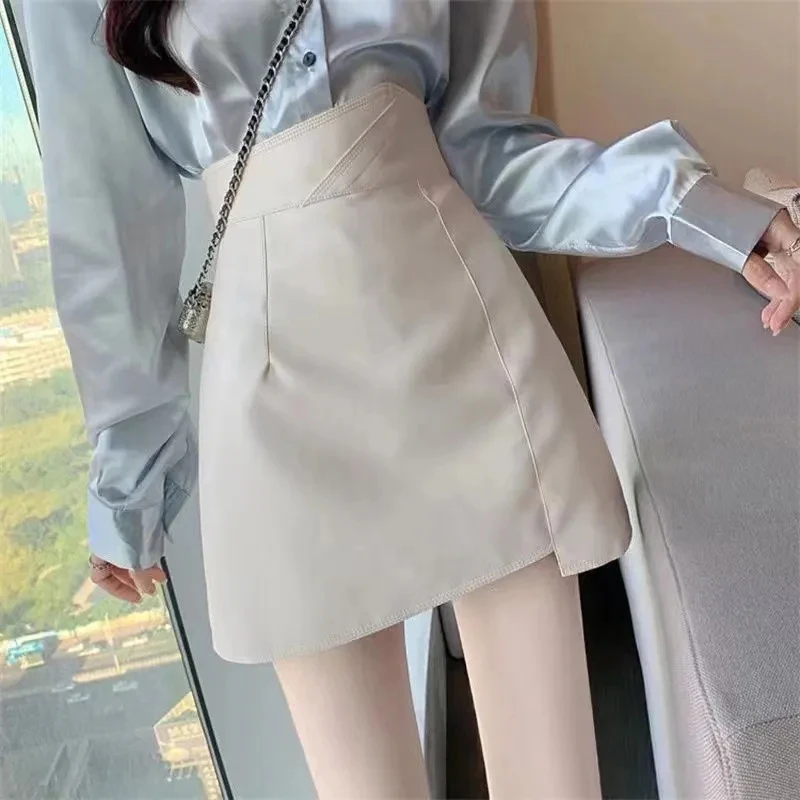 Coreano elegante cintura alta saia de couro feminino preto sexy bodycon mini saia uma linha harajuku y2k magro casual moda saia