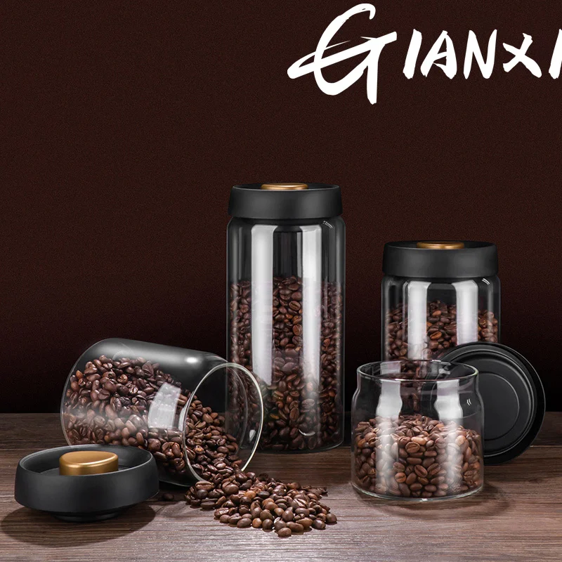 GIANXI Coffee Bean Storage Tank Vacuum Sealed Tank Glass Multigrain Milk Powder Storage Tank Tea Storage Storage Tank