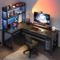 Creative Corner Gaming Desk with Shelf Wooden Computer Desks Nordic Office Furniture Home Dormitory Table Reading Desk w