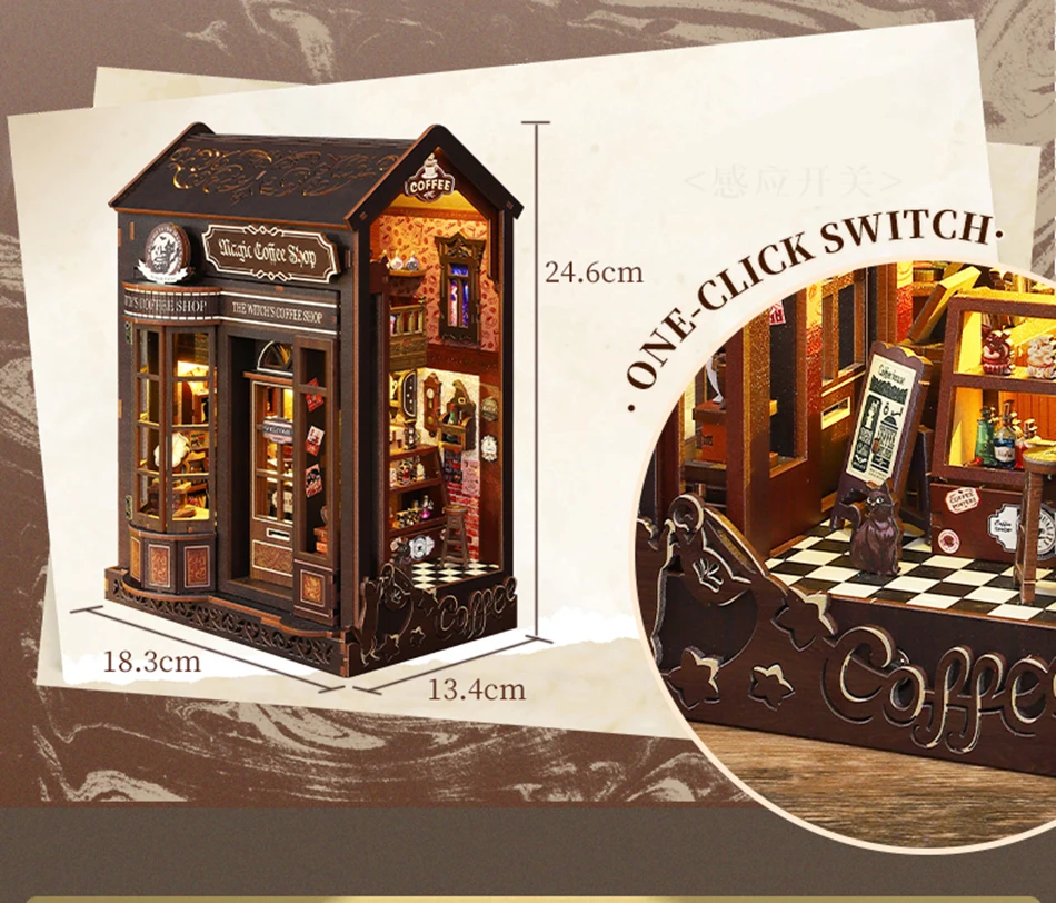 لتقوم بها بنفسك كتاب الزواية أثاث بيت الدمى الخشبي طقم إضاءة بيت الدمية كازا مصغرة الملحقات اليدوية ألعاب خشبية هدايا عيد الميلاد