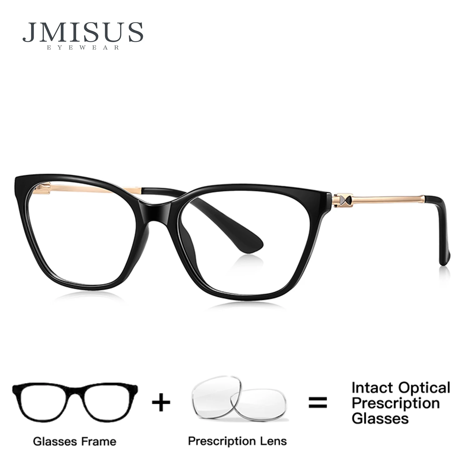 

JMISUS New Arrivals Women Cateye Prescription Glasses Spring Leg Custom Myopia Eyewear Fashion Square Progressive Eyeglasses