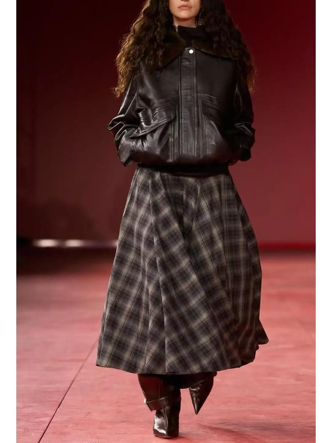 

Осенне-зимняя клетчатая юбка миди свободного кроя Dr Ele, повседневная, со средней талией, из других материалов, 100% другая ткань