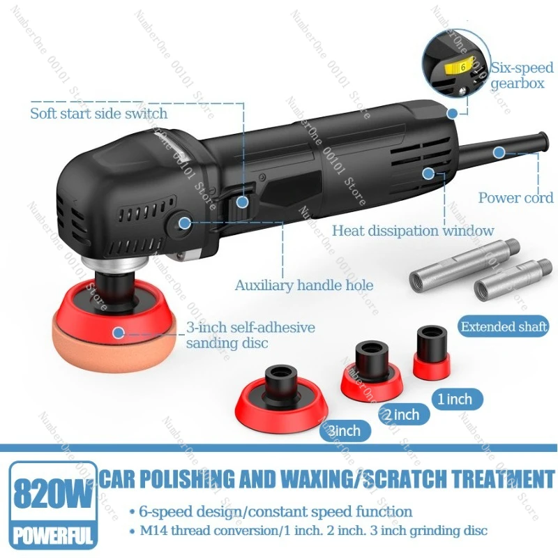 3 Inch Long Pole Multifunctional Polishing Machine, Waxing Cleaning & Grinding Tool for Household Auto Point Polishing