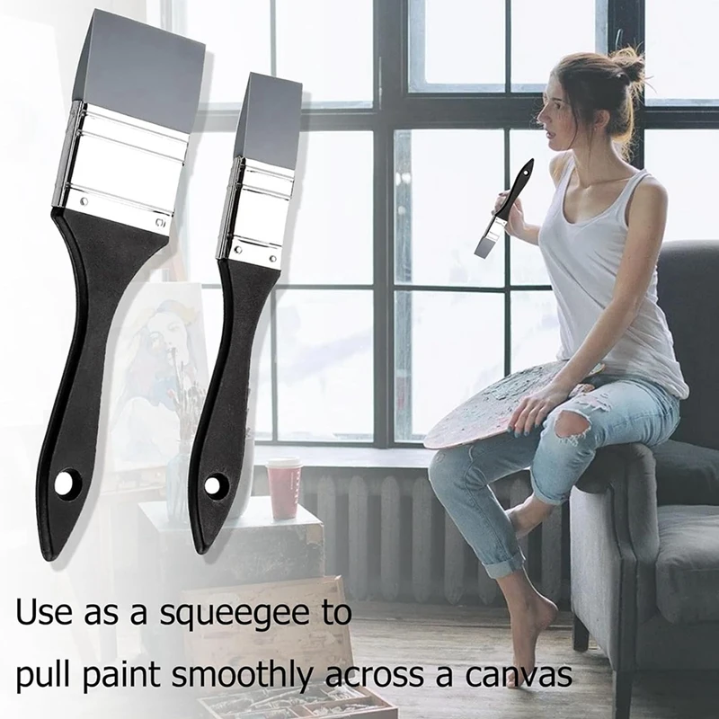 Кисти для рисования 2 шт., силикагелевые плоские Кисти 1 дюйм и 2 дюйма, набор широких и узких однотонных гибких кистей