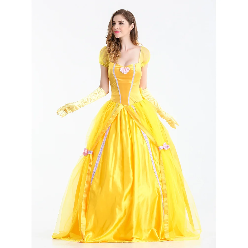 

Костюм Белль из фильма «Красавица и Чудовище» для косплея на Хэллоуин, женский традиционный этнический сценический костюм Белоснежки...