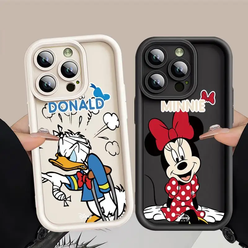 Goofy Saisy Donald Duck Pluto Phone Case for iPhone 15 14 13 12 11 Pro Max Plus Liquid Eye Ladder Silicone Cover