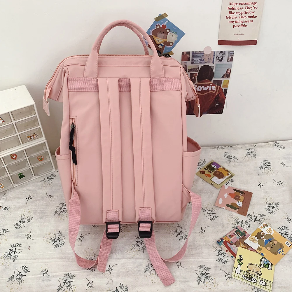 

Nylon School Bookbag Large Capacity Fashion Women Work Bookbags Casual Zipper Preppy Style Contrast Color Backpack Cute for Girl