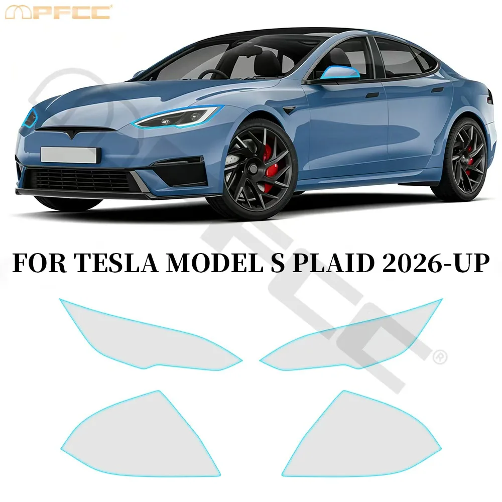 

For Tesla Model S Plaid 2026-UP Headlight Rearview B Pillars TPU Protection Film Pre-cut PPF Anti-Scratch Resistant Repairable