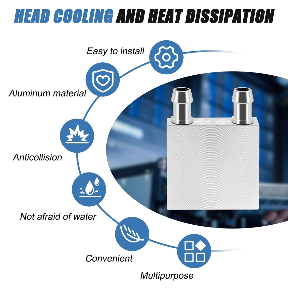 B43C Aluminum Water Cooling Block 40X40X12mm Cooler for Computer CPU Radiator