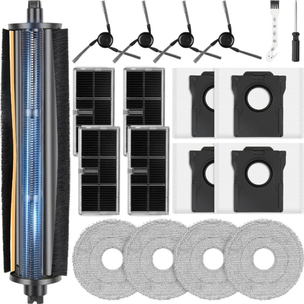 Vacuum Cleaner Replacement Parts Kit for Dreame X-40 X-40 for PRO L-40 Ultra Includes Brush Filter Side Brush Dust Bag