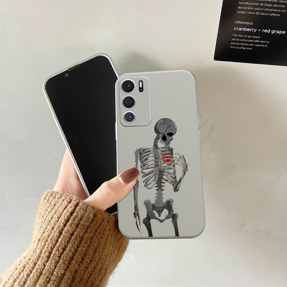 New Funny Skeleton Case For OPPO A15 16 17 31 5 53 54 55 57 7 73 74 76 83 91 92 9 93 94 2020 4G 5G Silver plating Phone Cover