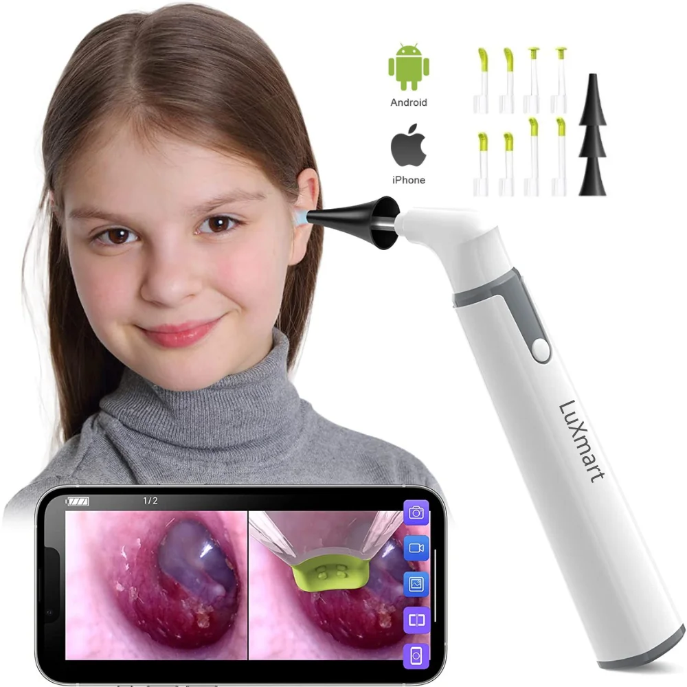 otoscopio medico inalámbrico Cámara para el oído 3.9mm 720P HD WiFi Alcance del oído con 6 luces LED para niños y adultos Compatible con Android y iPhone