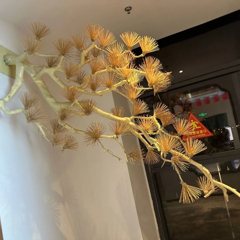 Simulation hanging welcome pine new Chinese carving pine dead wood model room tea room landscaping