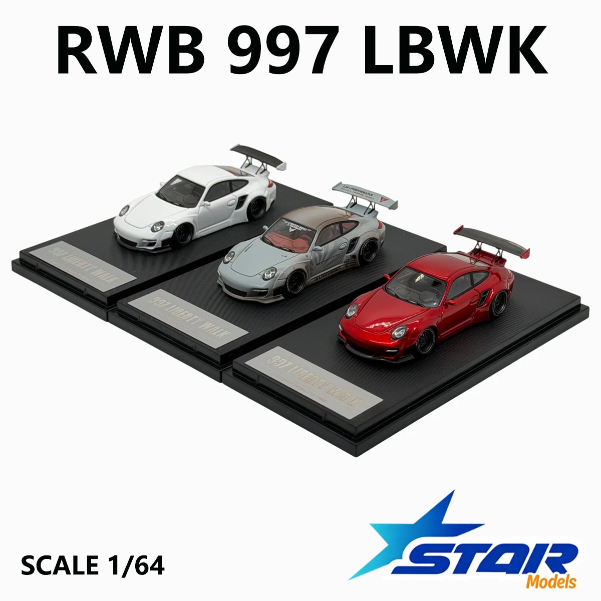 在庫あり-スターモデルズ-1-64-rwb-997-lbwk-ワイドボディ-rwbスタイル-3色-コンプリートコレクション-ダイキャストモデルカー