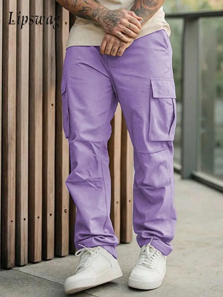 

Stylish Men's Multi Pocket Cargo Pants Spring Autumn New Casual Loose Straight Pants Men Streetwear Vintage Solid Color Pants