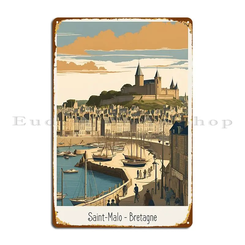 Saint Malo In Brittany Metallschild Classic Club Wanddekoration Design Wanddekoration Blechschild Poster