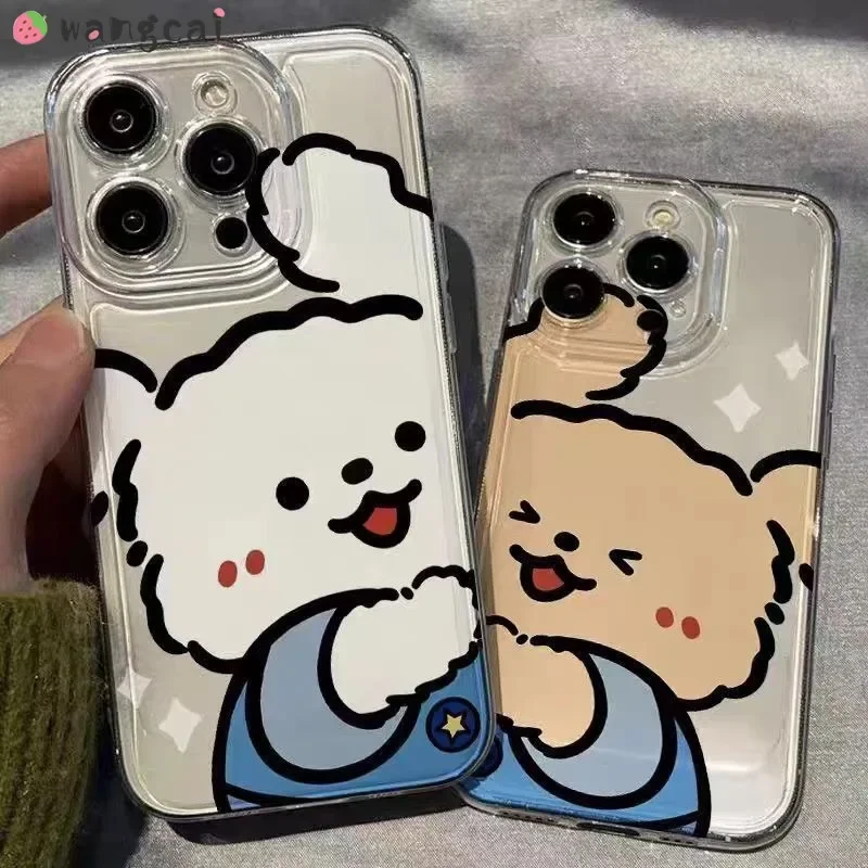 For infinix Smart 8 HD Pro Plus Spark 20 20C GO 2024 Hot 40i Pop Phone Case Cartoon Puppy Clear Electroplated Funny Couple Cover