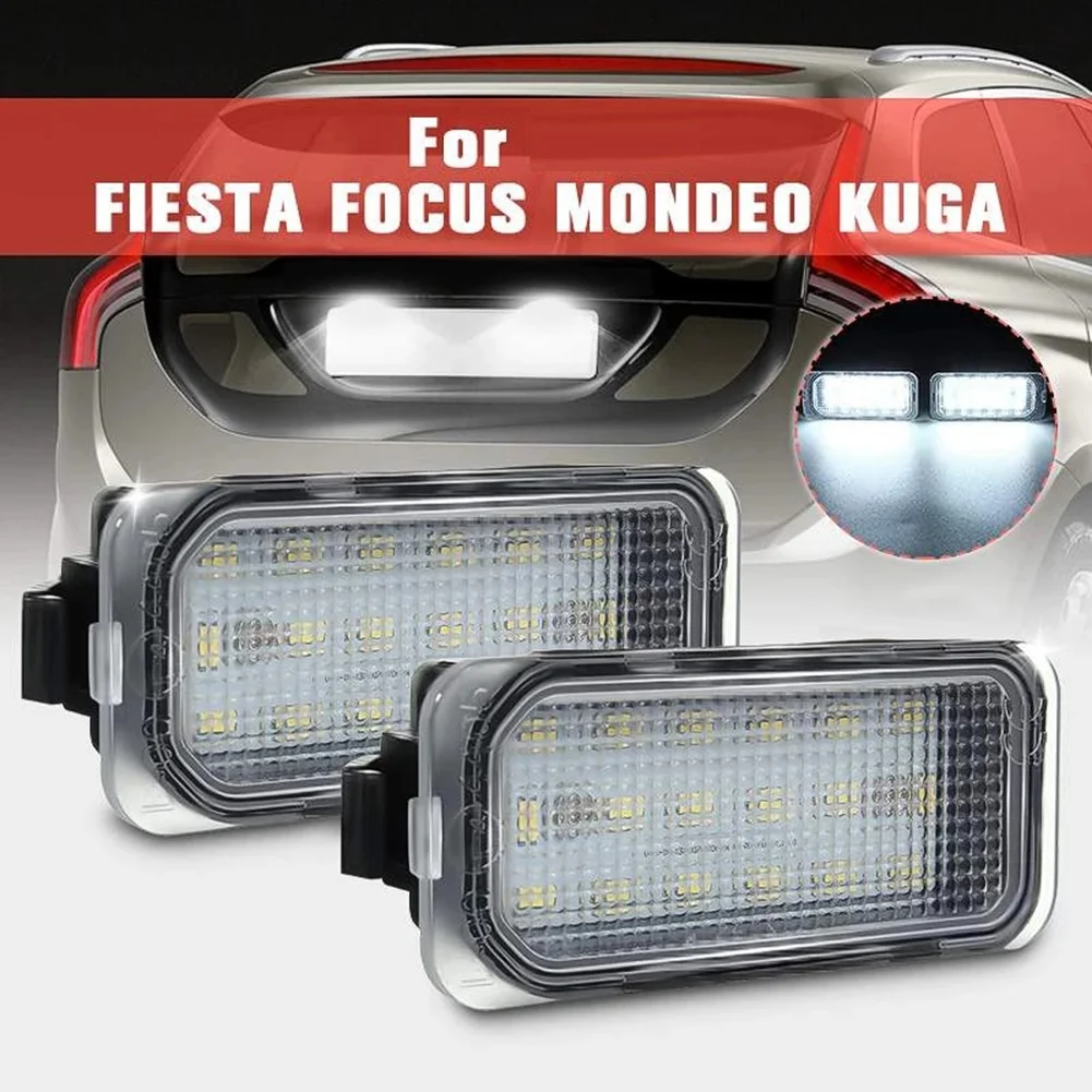 2Pcs Car LED Number License Plate Light for Ford FOCUS MK II FIESTA MK VII MONDEO MK IV KUGA S-MAX 2008-2019