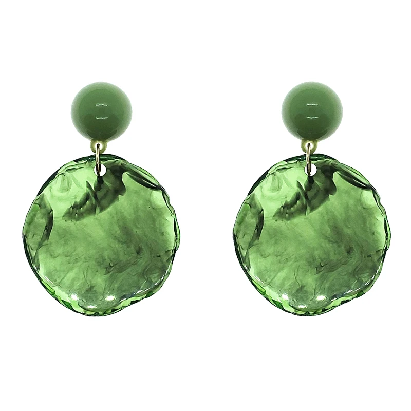 

Smoke pattern modern round resin white eye-catching semi-transparent ear clips