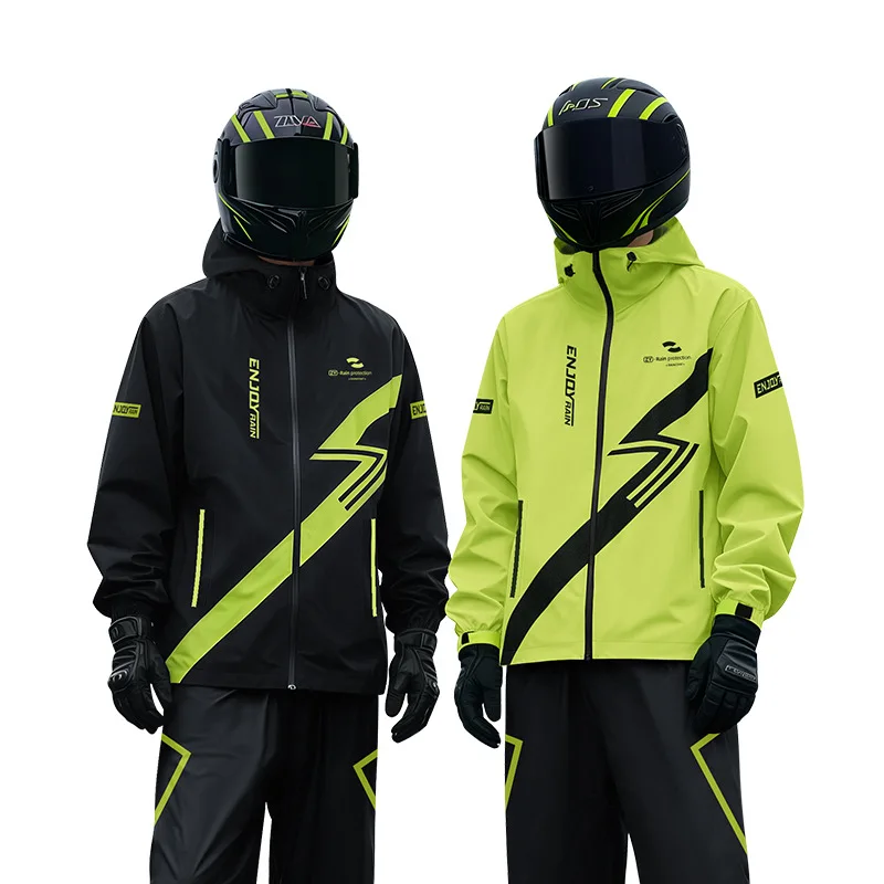 Thick Raincoat and Rainpants Suit Full Body Rainstorm Prevention Motorcycle Riding Reflective Split Raincoat Takeaway Rain Gear