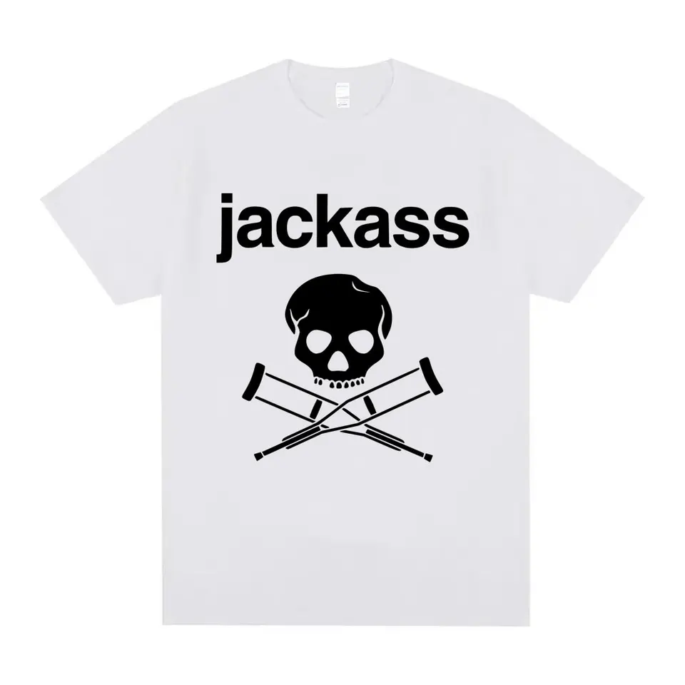 Jackass Skeleton Crutches Logo Tshirt Men Women Fashion Oversized