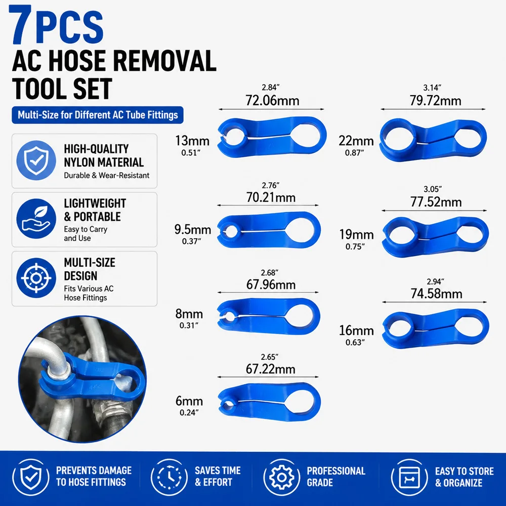 Kcimo 7PCS Fuel AC Transmission Oil Cooler Line Disconnect Tool Set Car Air Conditioning Pipe Separator Removal Hand Tools