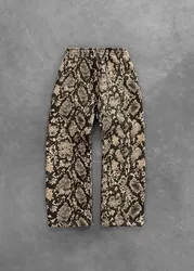 Y2K Leopard Print Pants 2 piece set Men Women High Quality Fashion Casual Jeans New Oversized Wide leg pants Hip Hop Streetwear