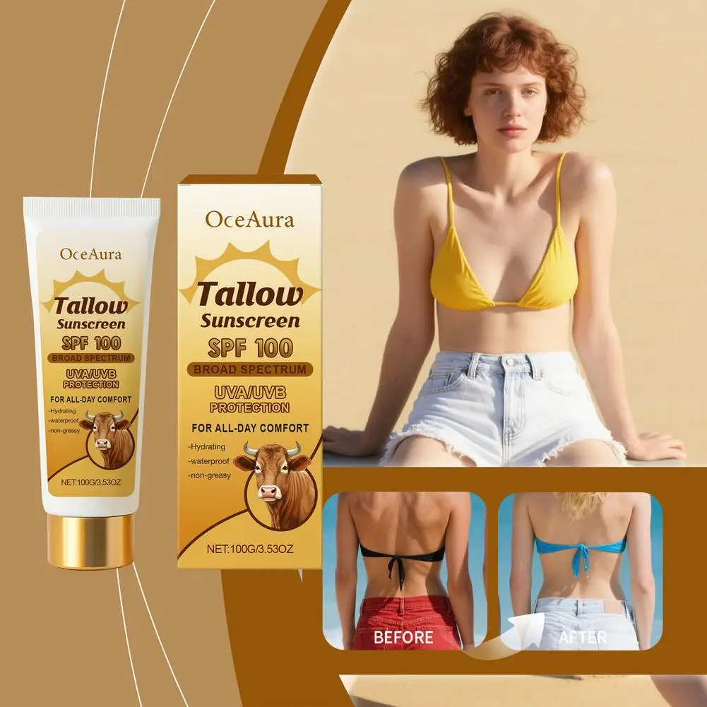 كريم وقاية من الشمس طويل القامة SPF100 مقاوم للماء ومرطب غير دهني وبشرة طوال اليوم حماية مرطبة للصيف M1K7