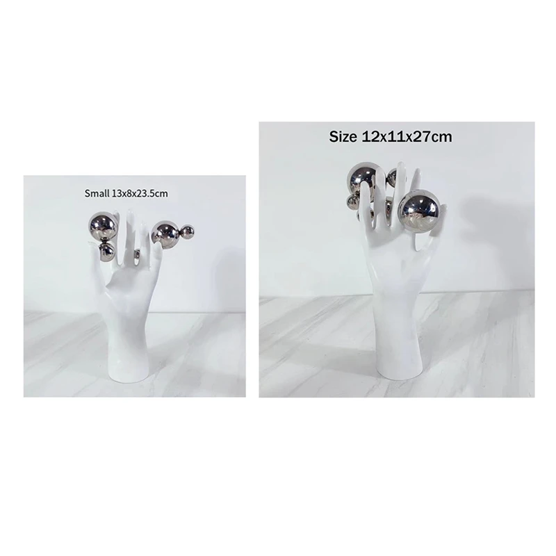 

SEWS-Resin белая рука с серебряными шариками, украшения, скульптура для дома, офиса, Цветочная композиция, абстрактные украшения, ремесла