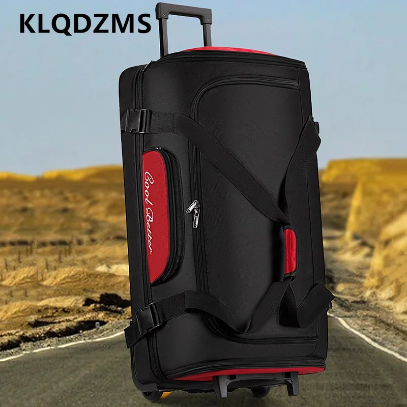 

KLQDZMS дорожная сумка для багажа, большая вместительная сумка на колесиках, мужская коробка для хранения на молнии, многофункциональный чемодан на колесиках