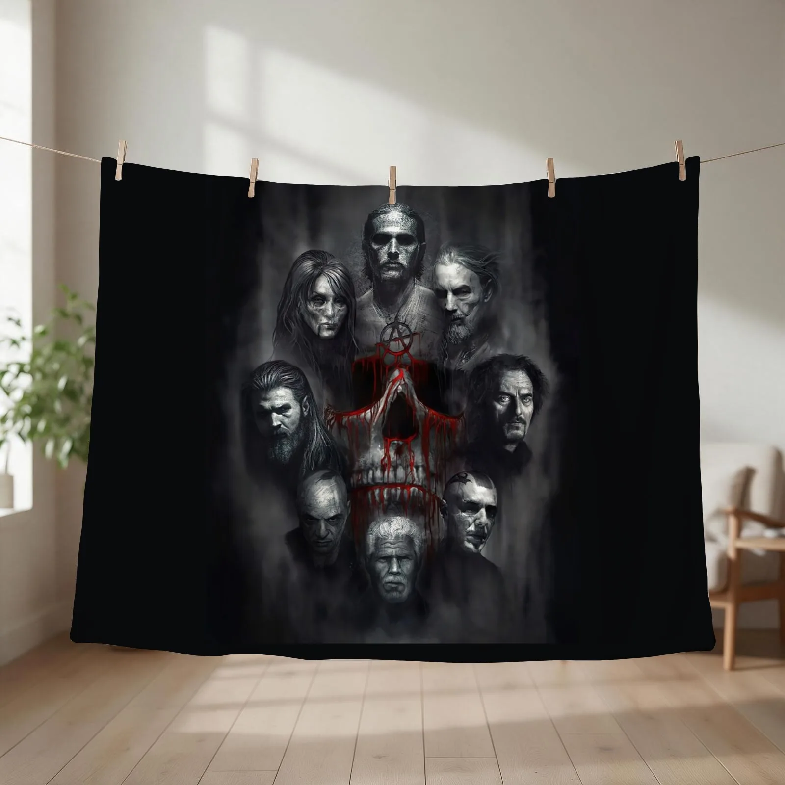 SOA the greatest cast black and whitedesign Throw Blanket couch cozy soft plush fuzzy picnic outdoor blanket