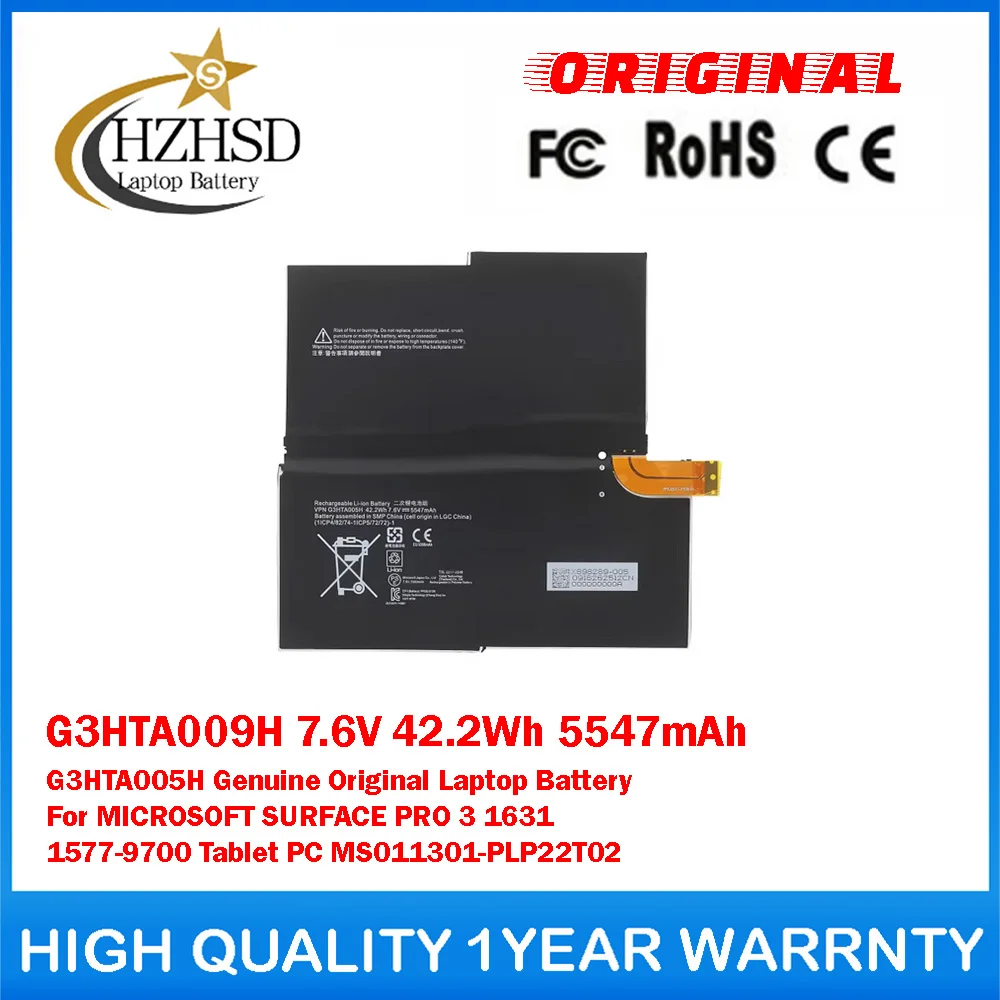 

G3HTA009H 7.6V 42.2Wh 5547mAh G3HTA005H Genuine Original Laptop Battery For MICROSOFT SURFACE PRO 3 1577-9700 MS011301-PLP22T02