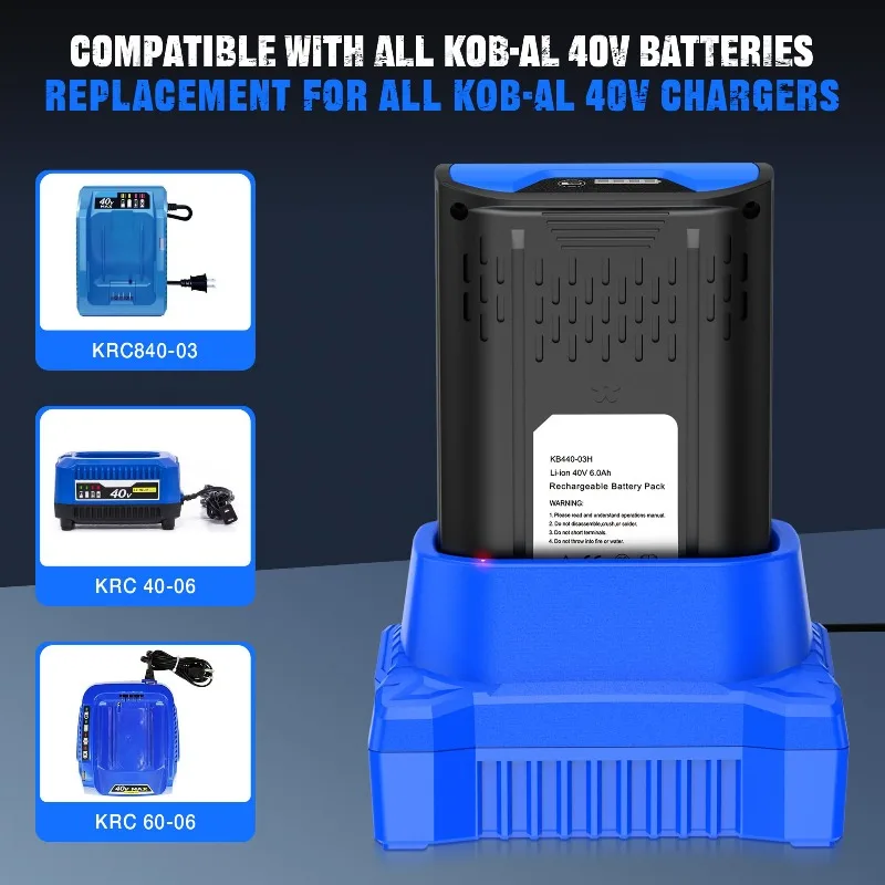Portable Replacement Charger Mini Fast Charger Battery Fast-Charging Station Suitable for Kobalt 40V Battery KB440-03 KB2540C-06
