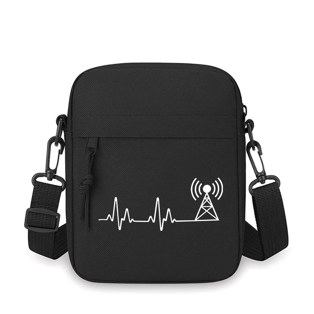 Signal wave tower heartbeat radio Men Crossbody Bag Single Shoulder Women Cartoon Anime Film Printing Design Unisex