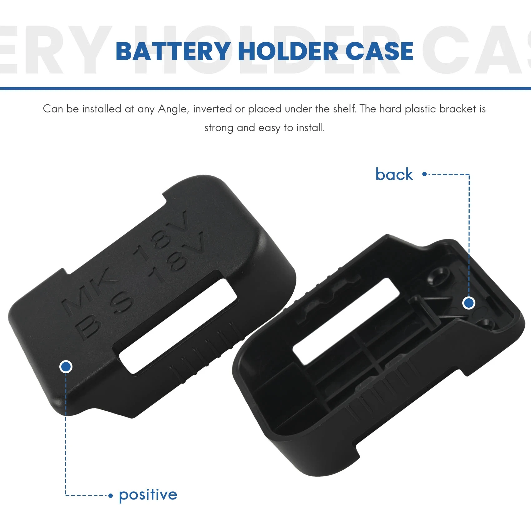 5Pcs Battery Storage Rack Battery Holder Case for Makita 18V Fixing Devices(Black)