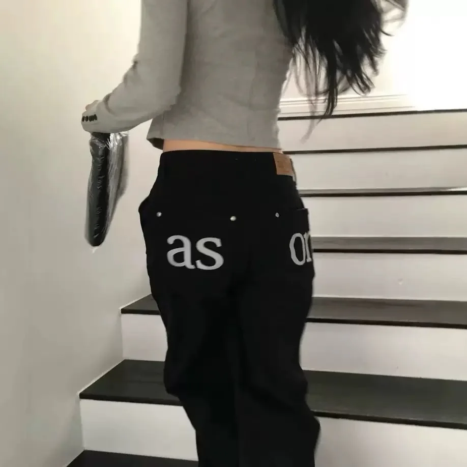 High Waist Loose Straight Leg Jeans Women's plus Size Casual Cotton Trousers Ason Slimming Long Pants for Short People