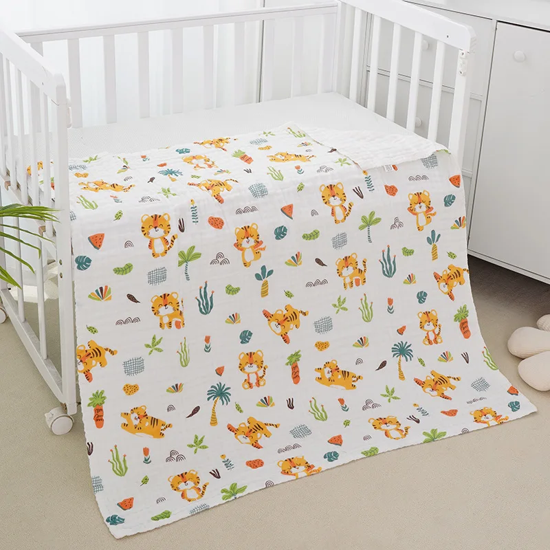 Cotton Class A gauze bath towel  six layer gauze  newborn baby absorbent blanket  soft printed baby bath towel