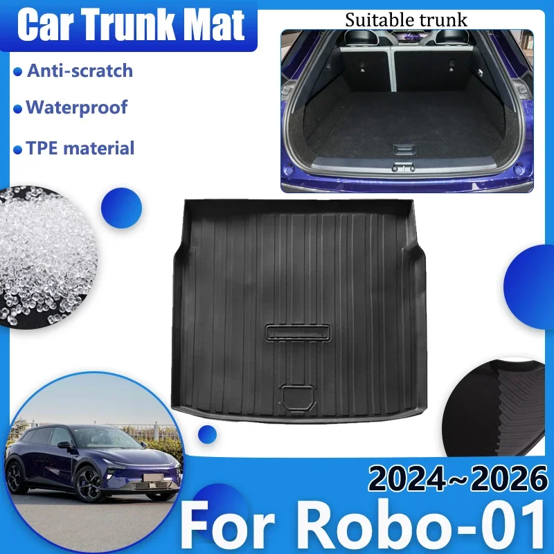 Car Trunk Cushion for Ji Yue 01 2024~2026 Jidu Robo-01 Floor Mats Waterproof Carpet Anti-scratch Liner Storage Pad Accessories