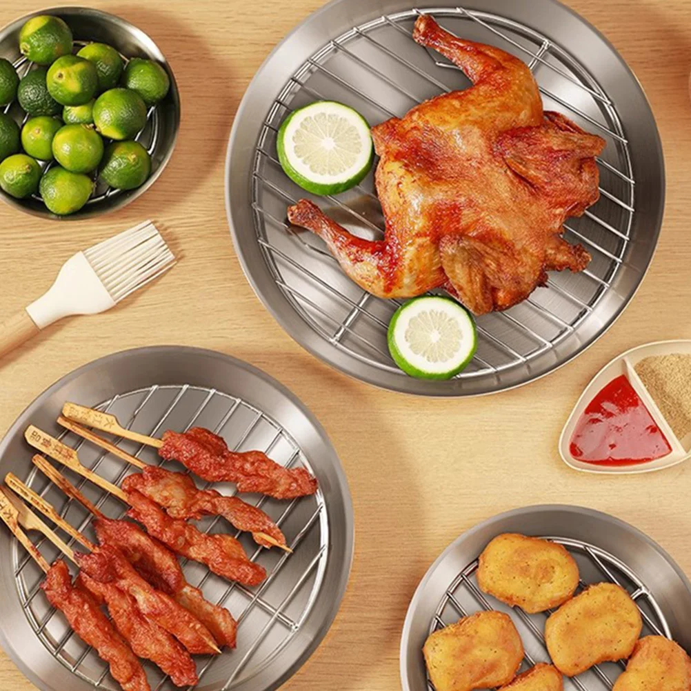 

1 Set Stainless Steel Grill Plate Mesh Rack Heavy Duty Multi Function Baking Roasting Pan Tray Oven Wire Rack Bbq Cooking Plate