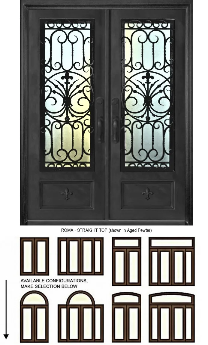 Main Iron door Steel Entry Door Decorative Wrought Iron Design Fireproof Soundproof Door China