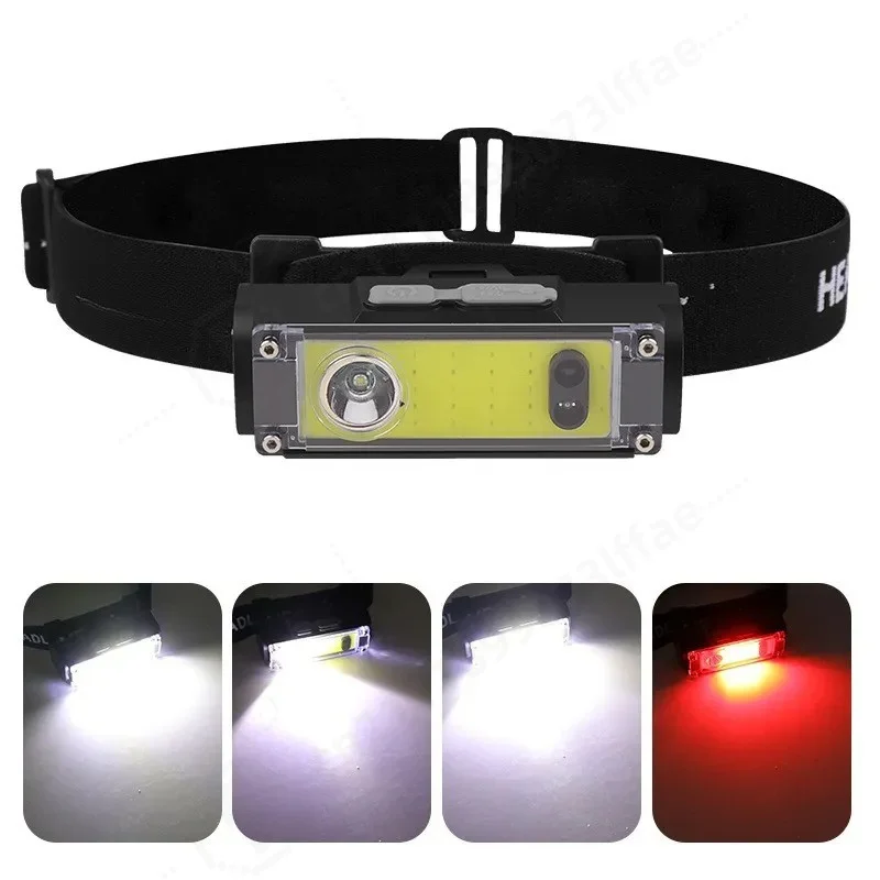 LED Headlamp USB Rechargeable Lightweight Motion Sensor Headlight for Night Fishing Cycling Camping Outdoor
