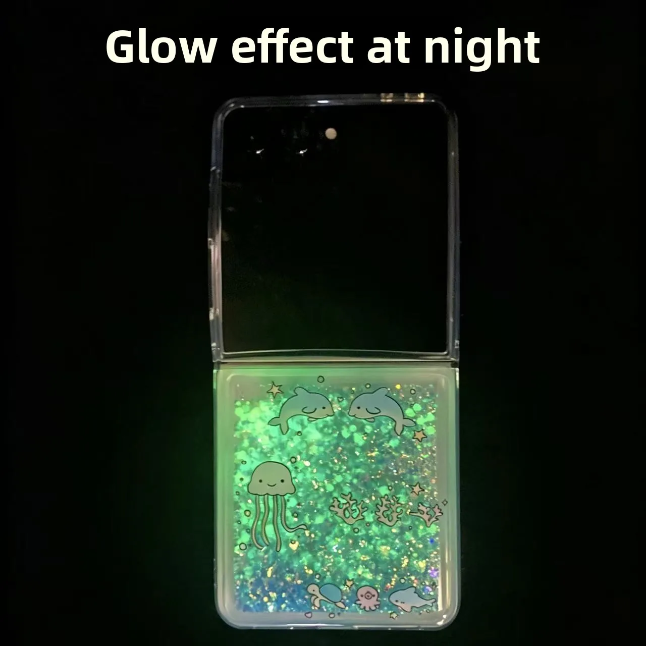 For Samsung Z Flip 8 Quicksand Dolphin Case for Samsung Galaxy Z Flip 7 6 5 4 3 Z Flip 8 Glitter Fluorescence Luminous Cover
