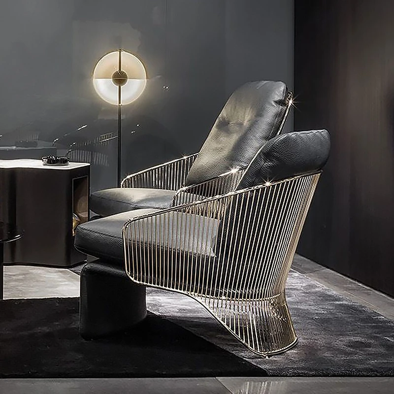 Light luxury post-modern simple personality leisure chair creative club beauty salon iron back sofa chair