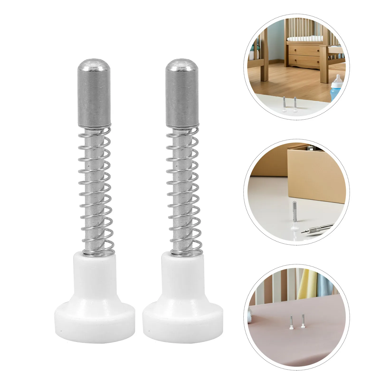 4Pcs Baby Bed Fastener Rods Spring Latch Pins Adjustable Crib Fittings Replacement Spring Loaded Latch Pin Mini Crib Hardware