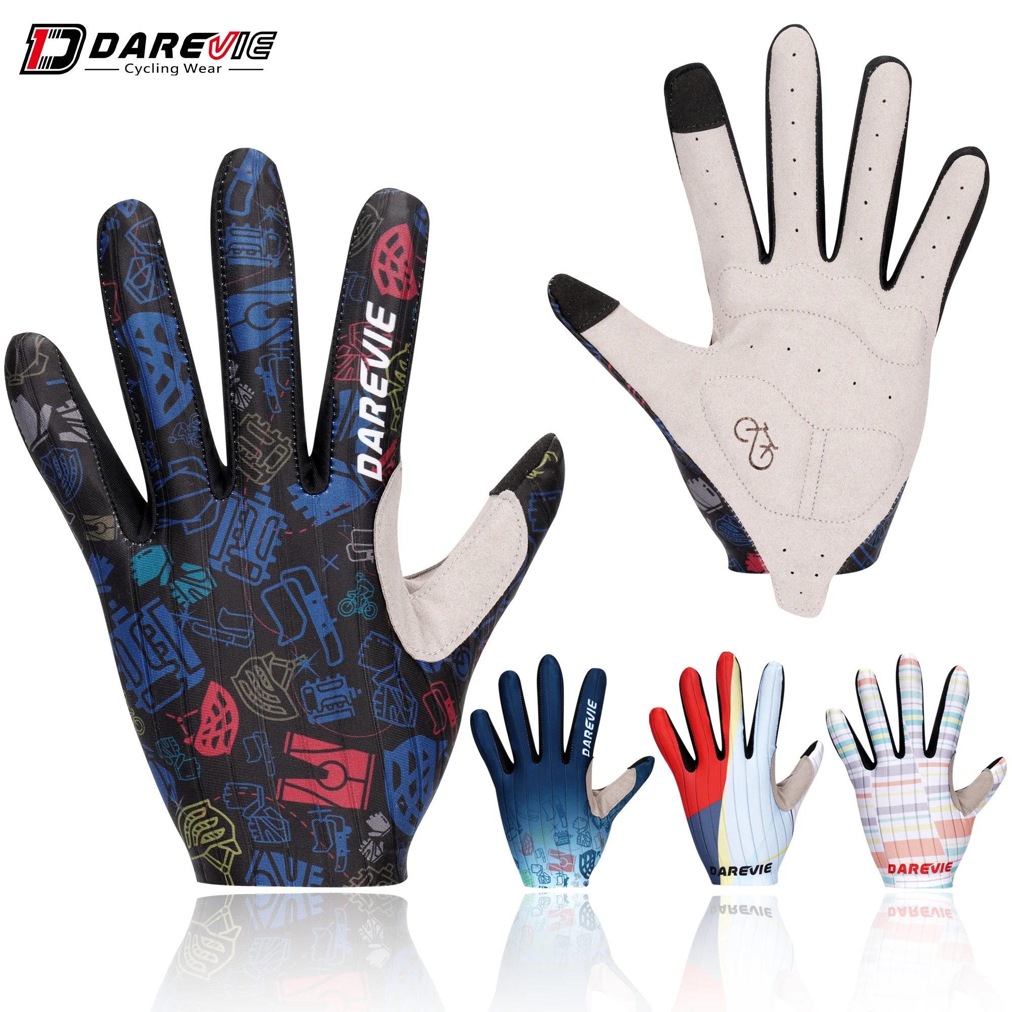 DAREVIE Cycling Gloves Full Finger Breathable Man Women Cycling Gloves Touch Screen Shockproof Non-Slip High Quality Bike Gloves