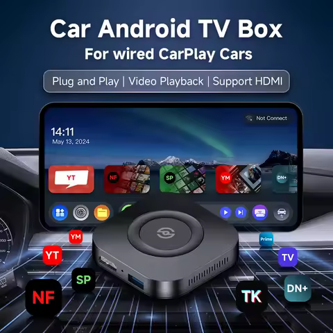 TIMEKNOW CarPlay Ai TV Box Android 11 For Wired CarPlay Cars WiFi Streaming Box Support Youtube Netflix Spotify Support HDMI 4K
