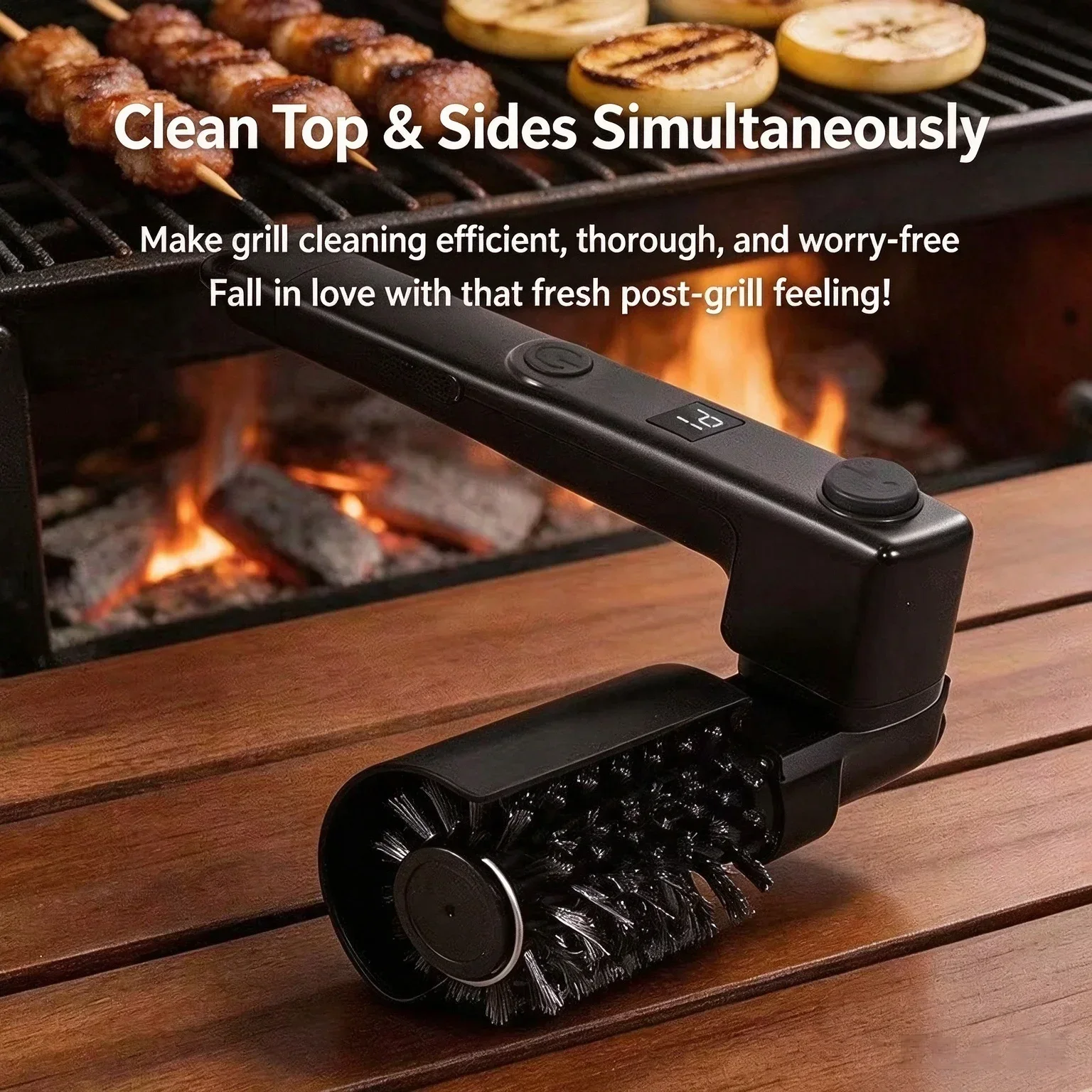 Electric Grill Brush Rechargeable, 3 Powerful Speed BBQ Grill Brush for Outdoor Grill, 180° Adjustable, Stainless Steel Rotary B
