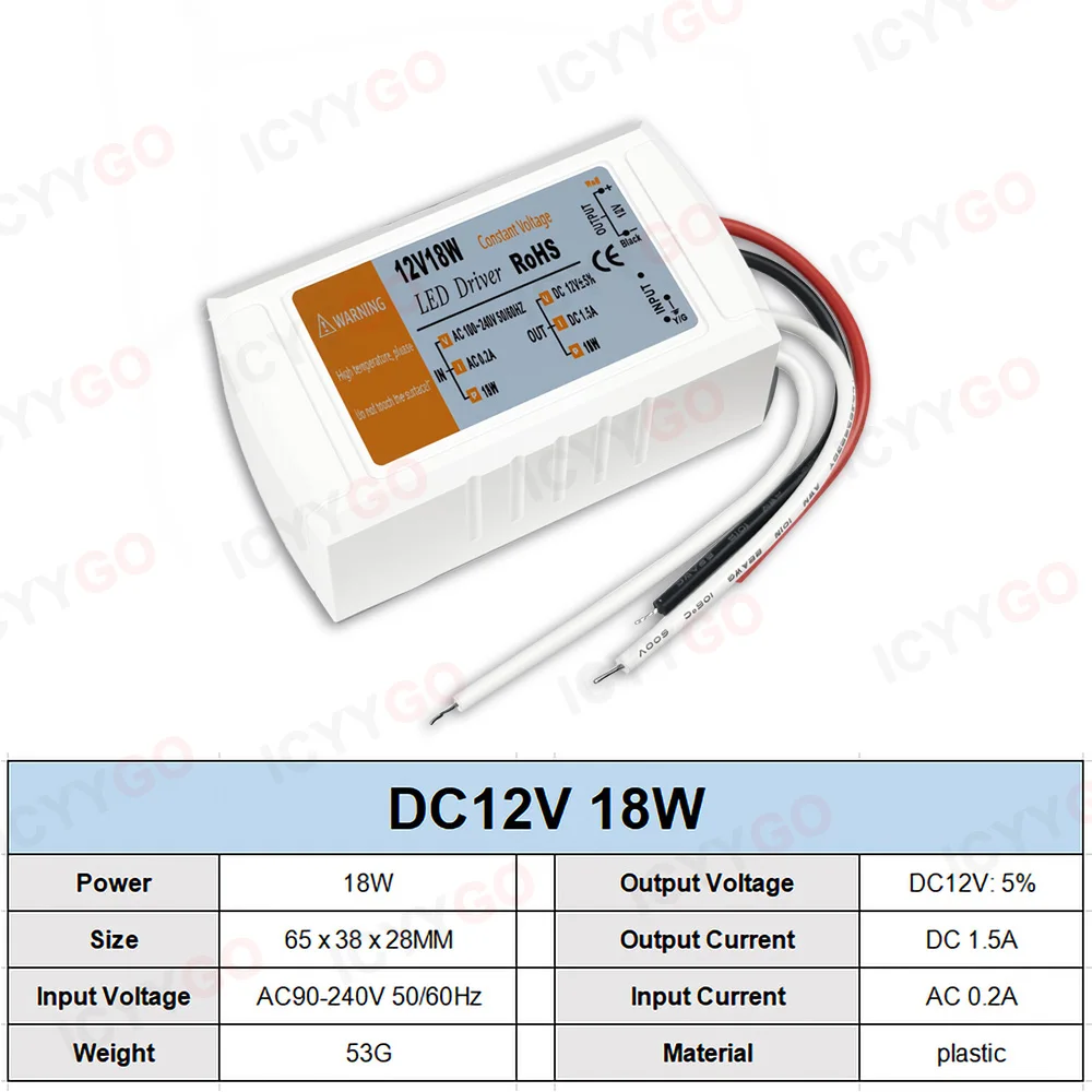 DC12V LED Driver AC 110V/220V to DC 12V Power Supply Suitable For 18W 28W 48W 72W And 100W LED Strips LED Driver Transformer